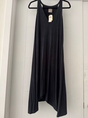 Anthropologie Dolan Black Flowy Midi Dress NWT | Silky Cupro | Effortless Chic